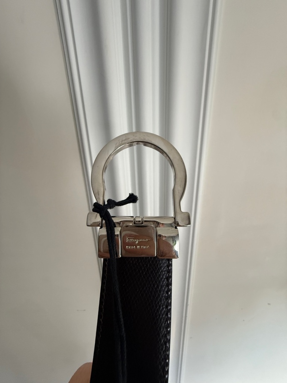 Salvatore Ferragamo Black Leather Belt with Silver Gancini Buckle - Picture 12 of 16
